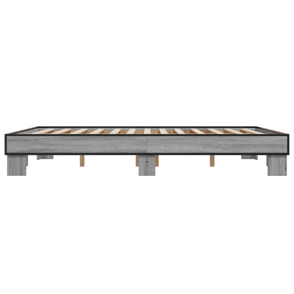 sengestel 150x200 cm konstrueret træ og metal grå sonoma-eg