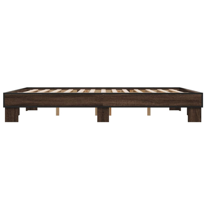 sengestel 150x200 cm konstrueret træ og metal brun egetræ