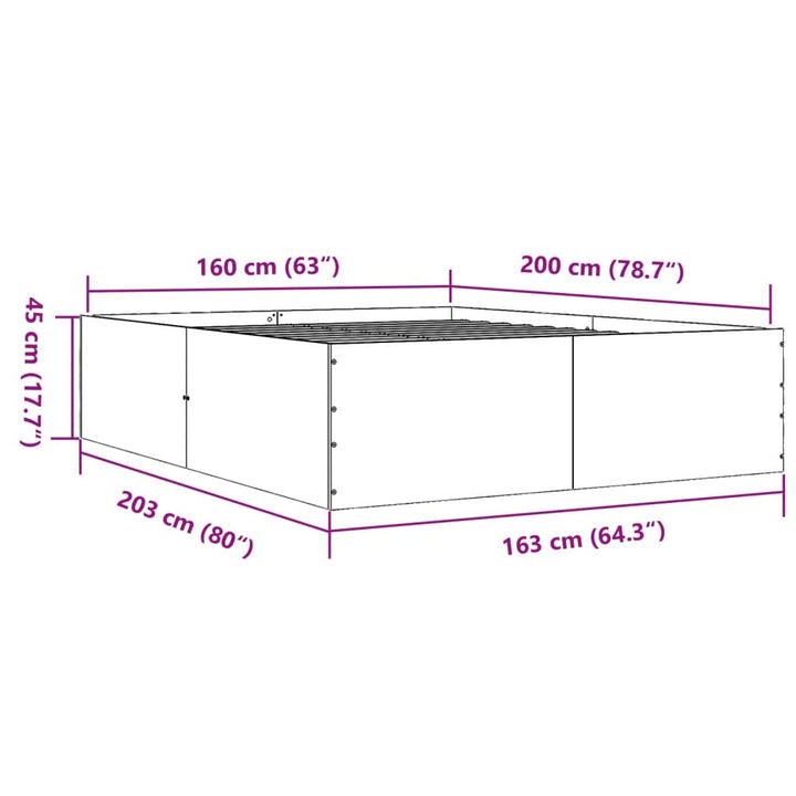 sengestel 160x200 cm konstrueret træ sonoma-eg