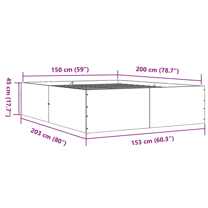 sengestel 150x200 cm konstrueret træ sort