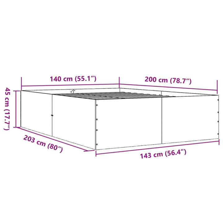 sengestel 140x200 cm massivt træ sort