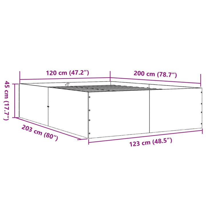 sengestel 120x200 cm konstrueret træ sort