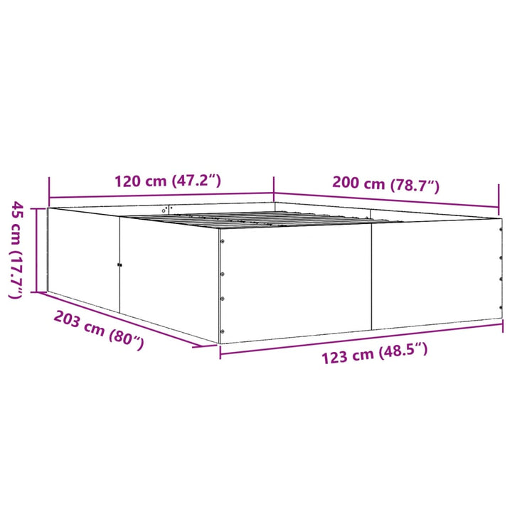 sengestel 120x200 cm konstrueret træ brun eg