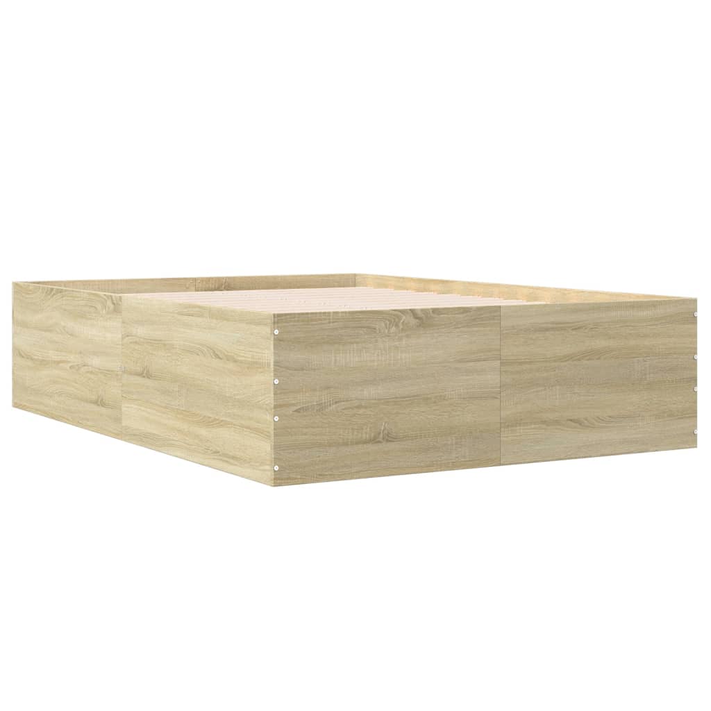 sengestel 135x190 cm konstrueret træ sonoma-eg