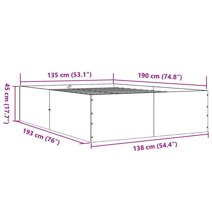 sengestel 135x190 cm konstrueret træ sonoma-eg