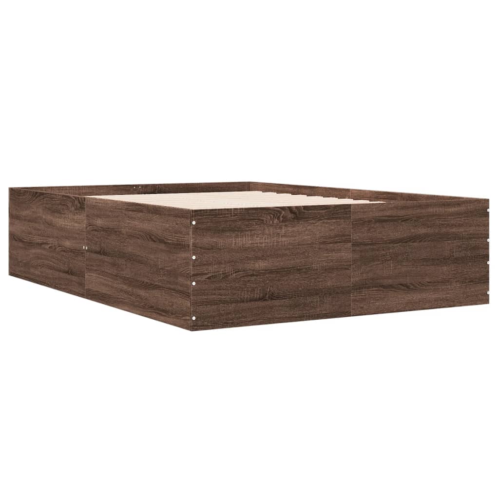 sengestel 135x190 cm konstrueret træ brun eg