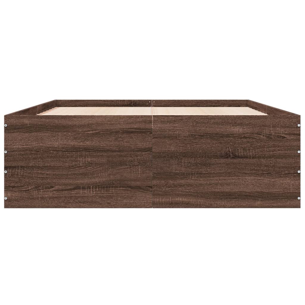 sengestel 135x190 cm konstrueret træ brun eg