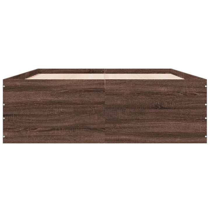 sengestel 135x190 cm konstrueret træ brun eg