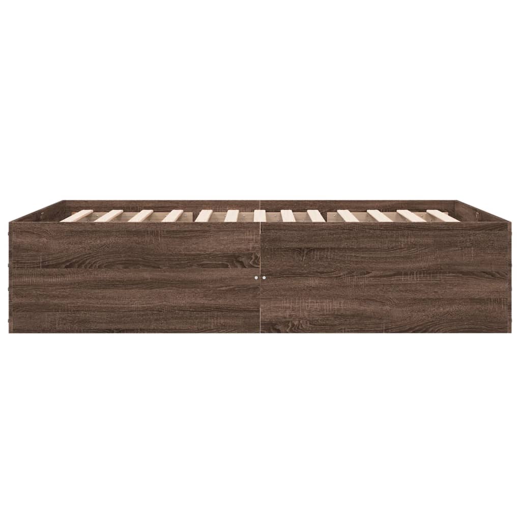 sengestel 135x190 cm konstrueret træ brun eg