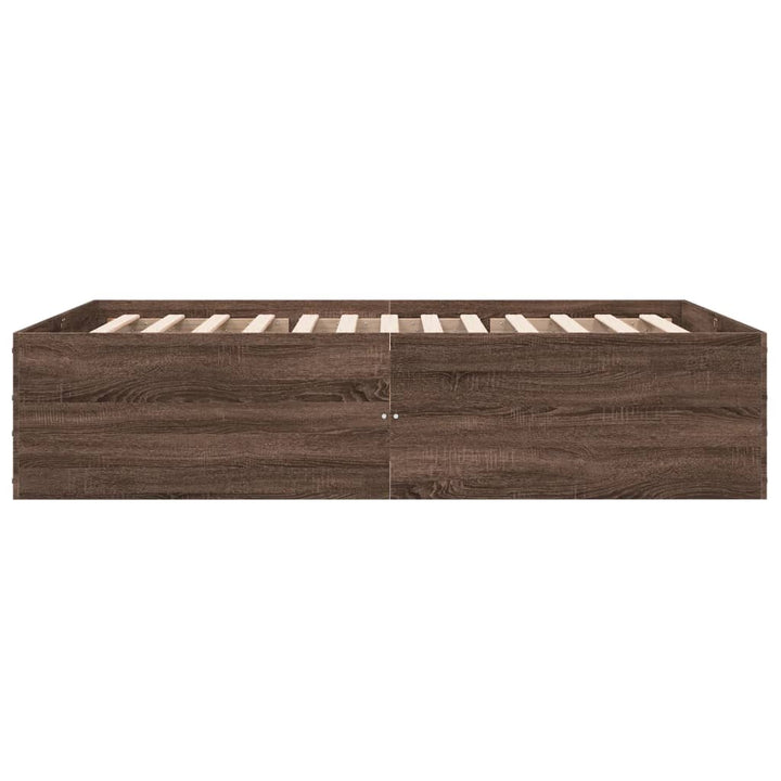 sengestel 135x190 cm konstrueret træ brun eg