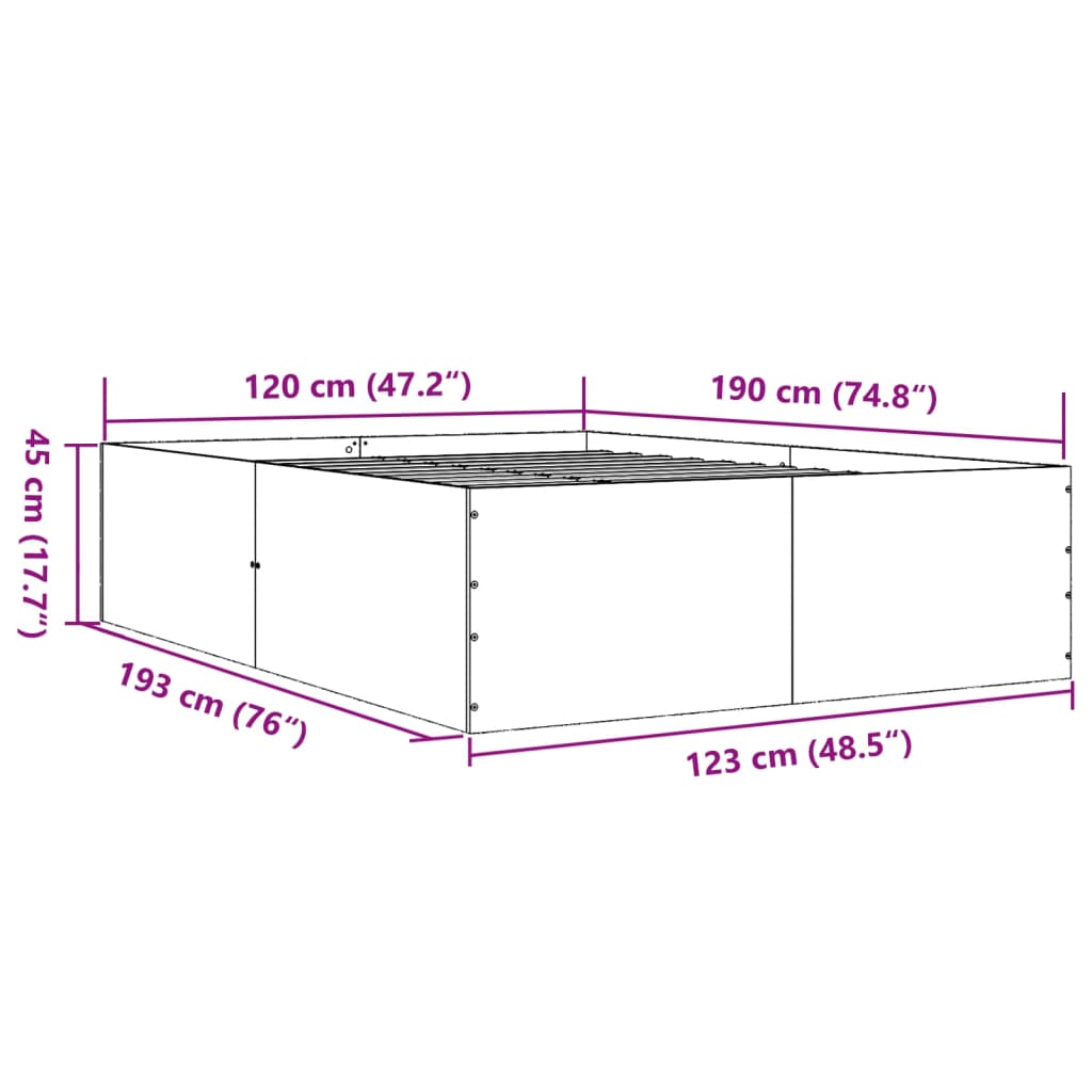 sengestel 120x190 cm konstrueret træ hvid