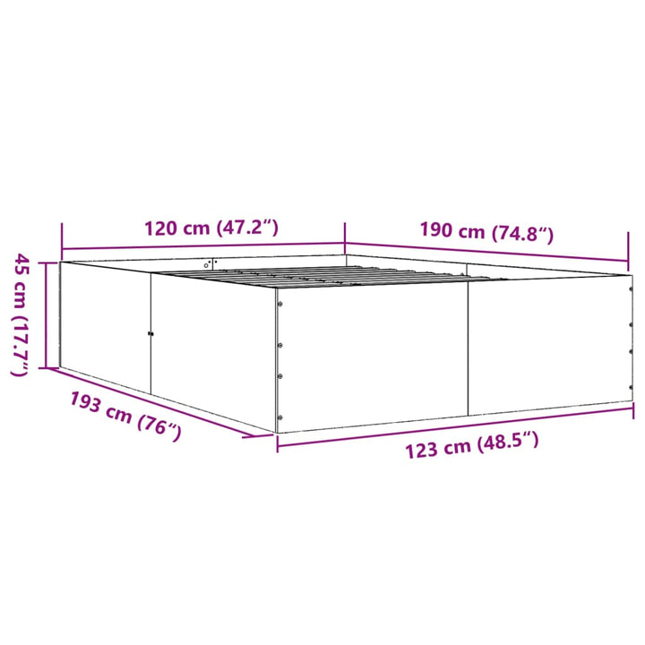sengestel 120x190 cm konstrueret træ hvid