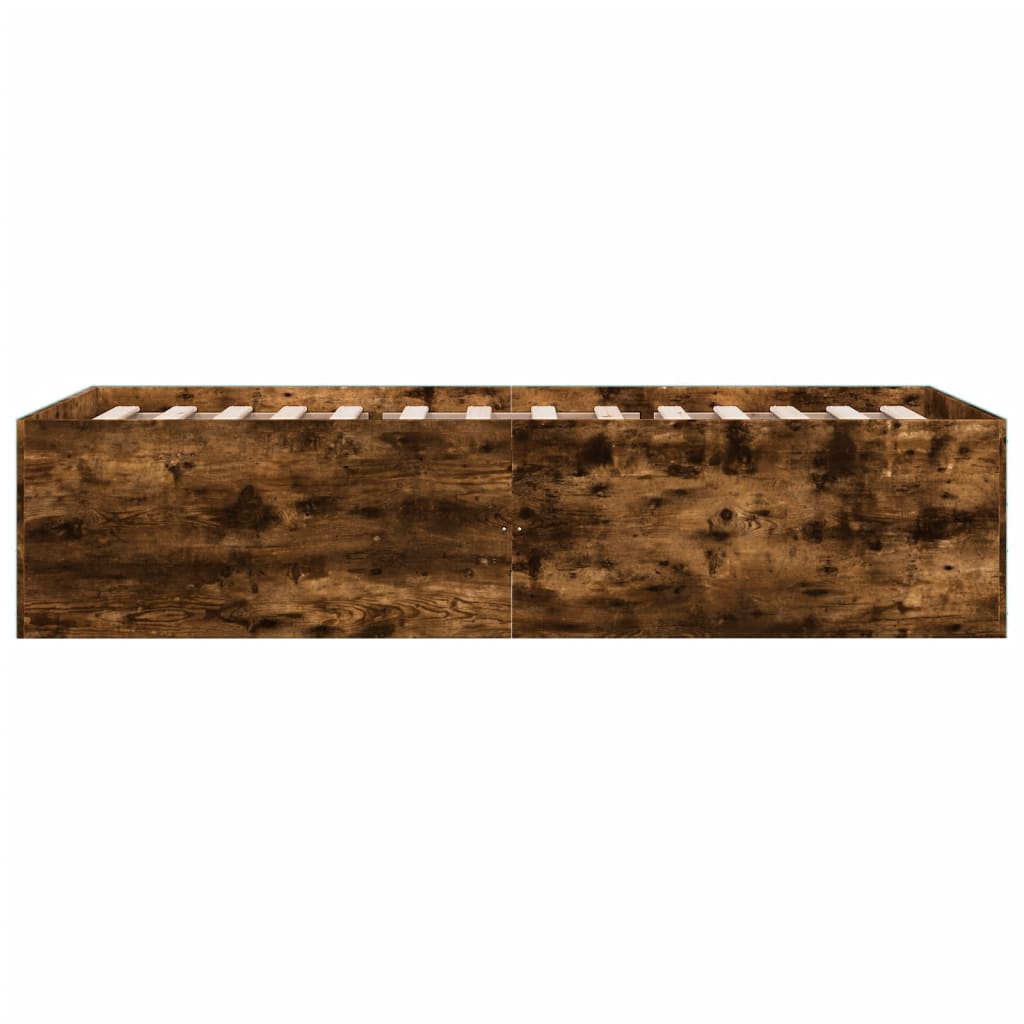 sengeramme 100x200 cm konstrueret træ røget egetræsfarve
