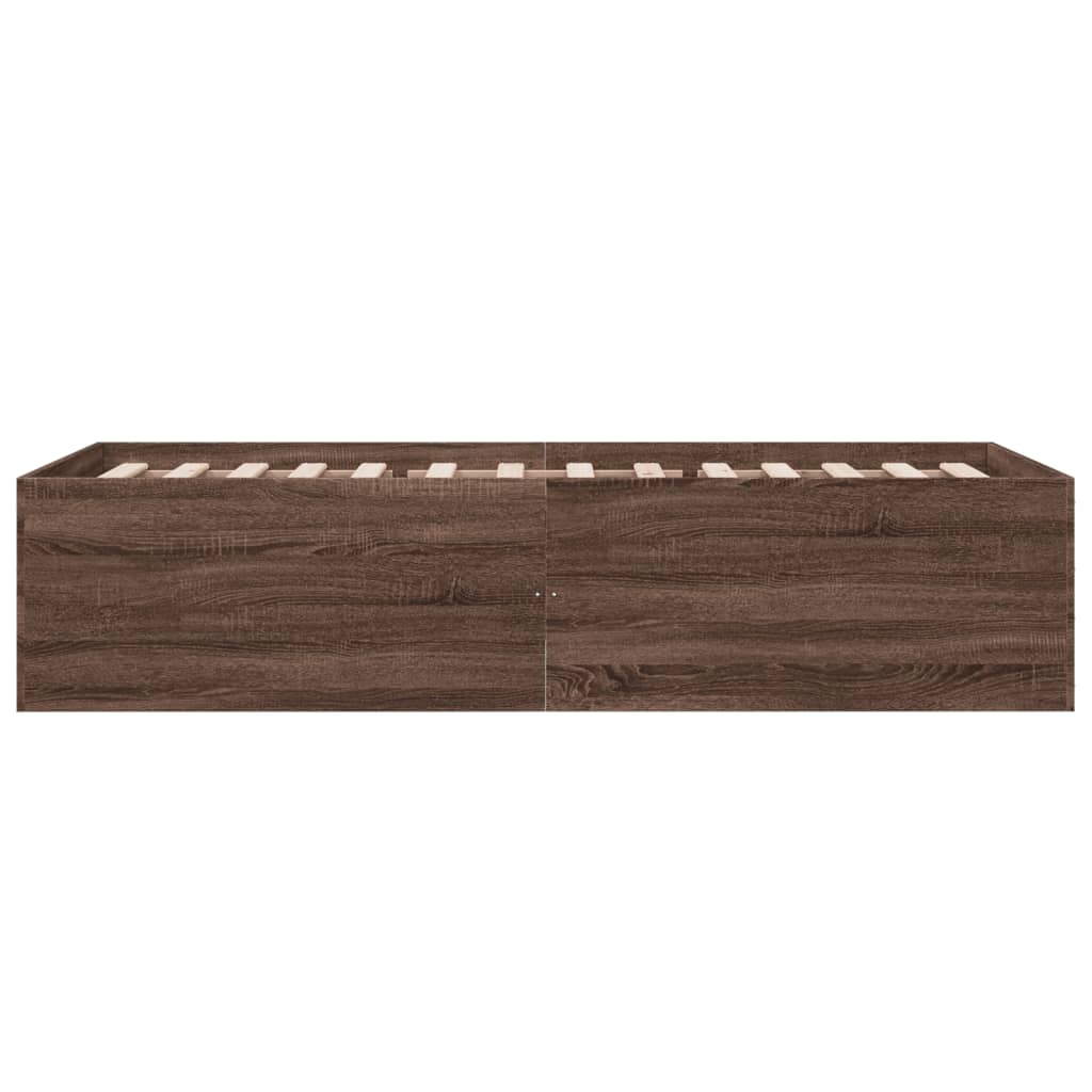 sengeramme 100x200 cm konstrueret træ brun egetræsfarve