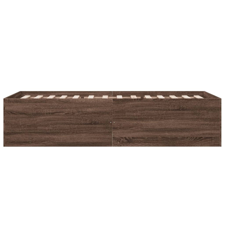 sengeramme 100x200 cm konstrueret træ brun egetræsfarve