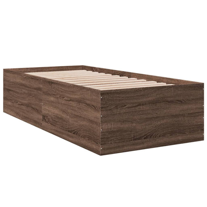 sengeramme 100x200 cm konstrueret træ brun egetræsfarve