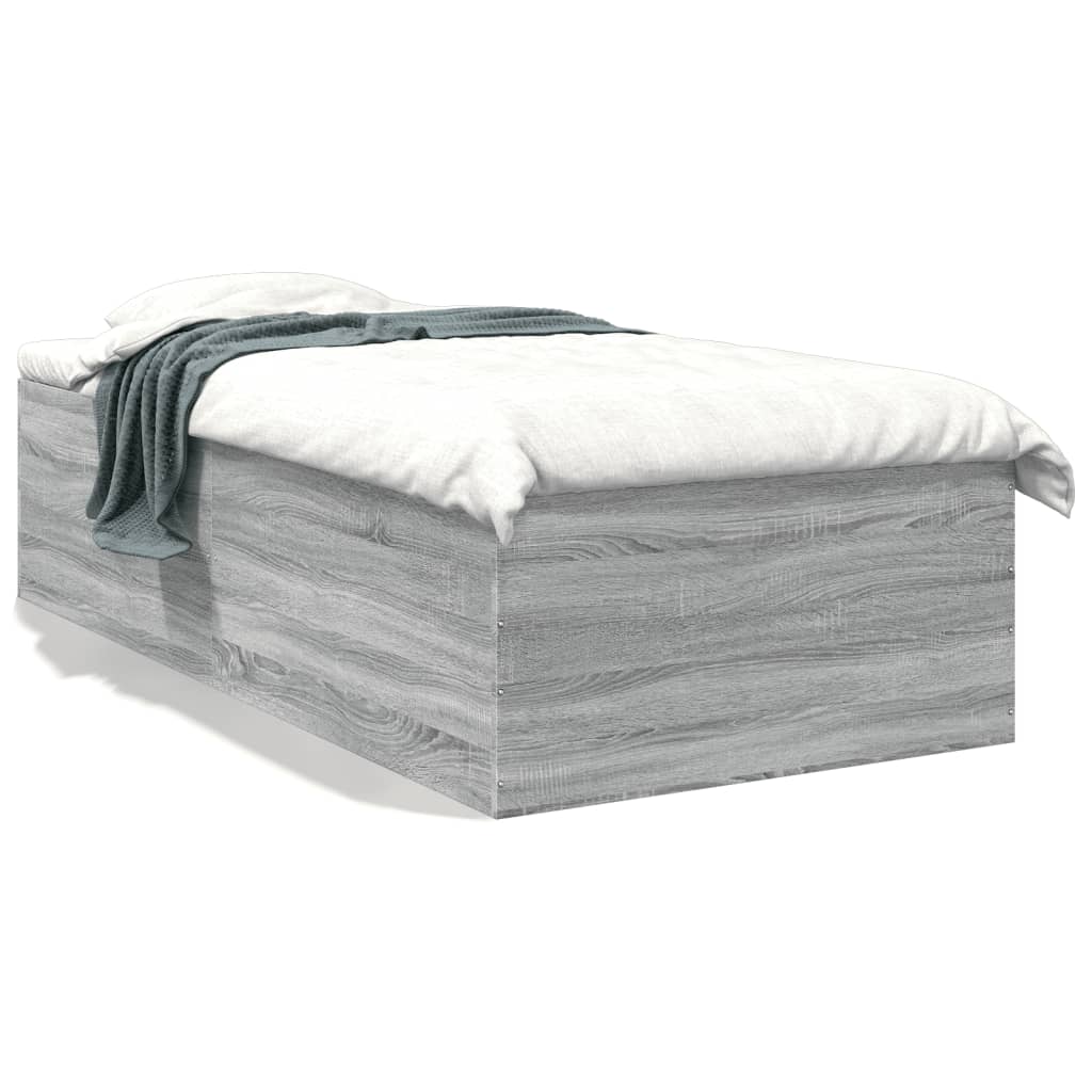 sengeramme 90x200 cm konstrueret træ grå sonoma-eg