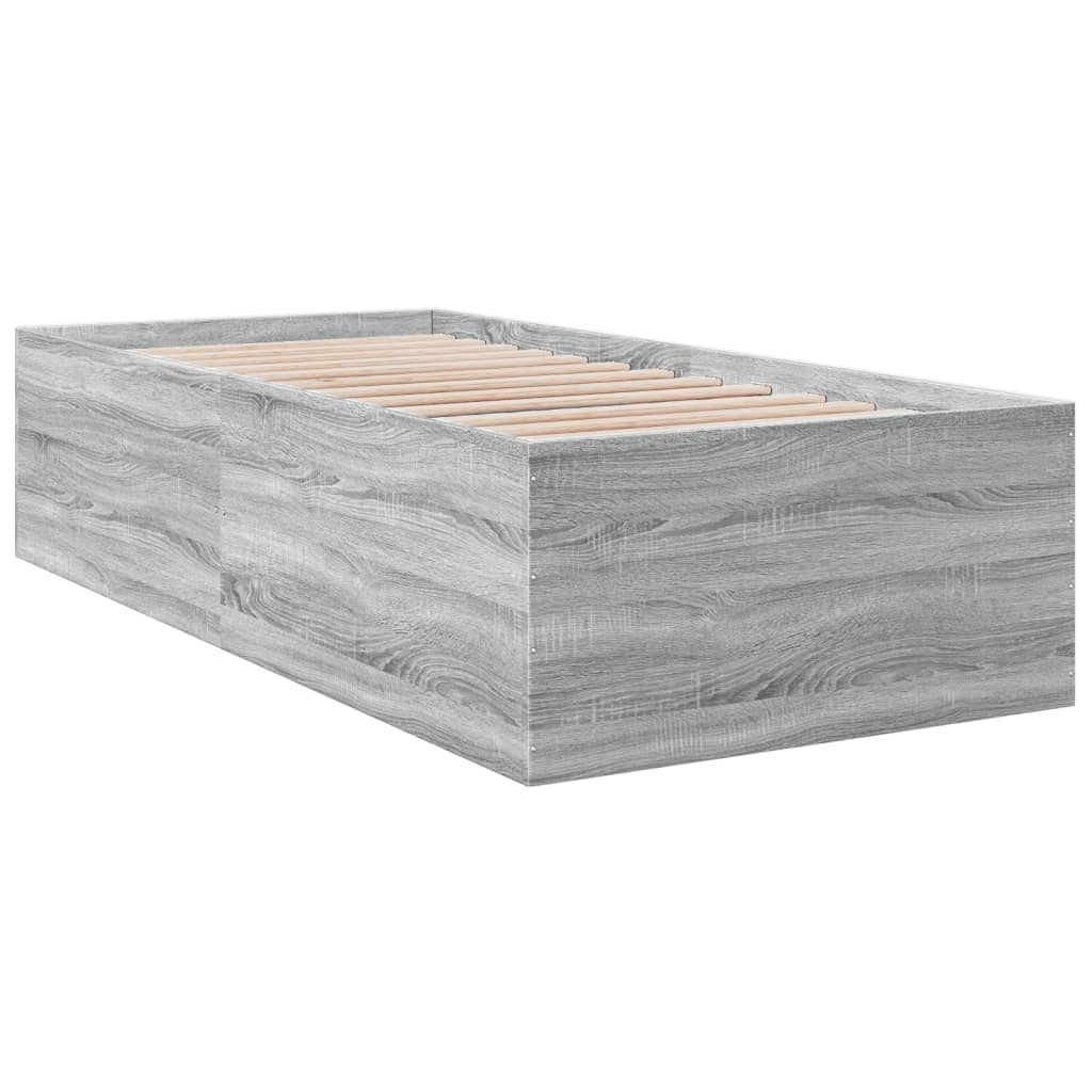 sengeramme 90x200 cm konstrueret træ grå sonoma-eg