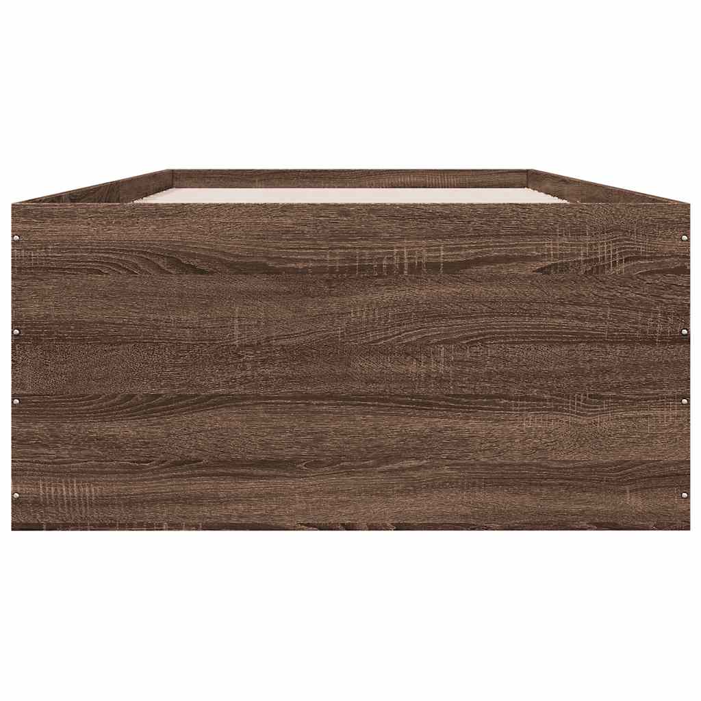 sengeramme 90x200 cm konstrueret træ brun egetræsfarve