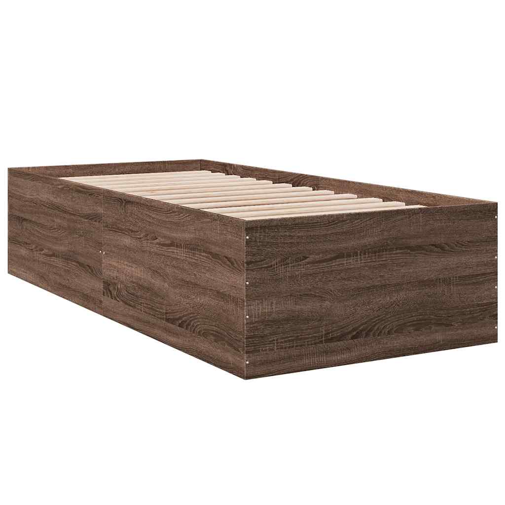 sengeramme 90x200 cm konstrueret træ brun egetræsfarve