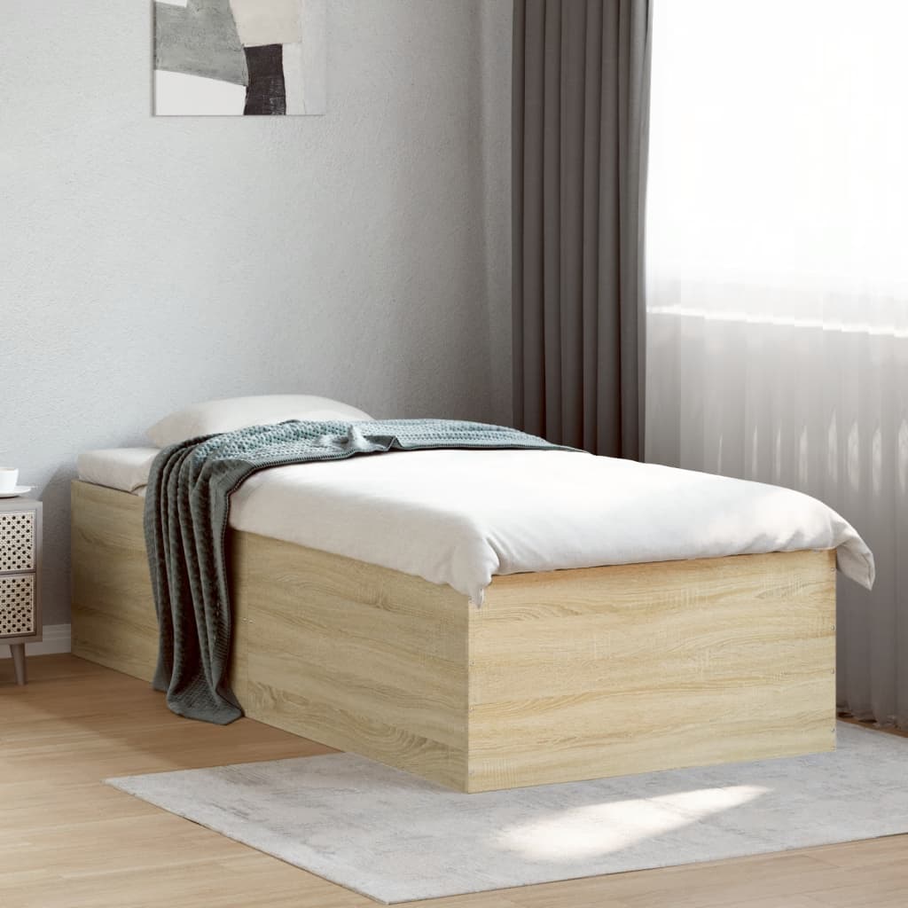 sengeramme 90x190 cm konstrueret træ sonoma-eg