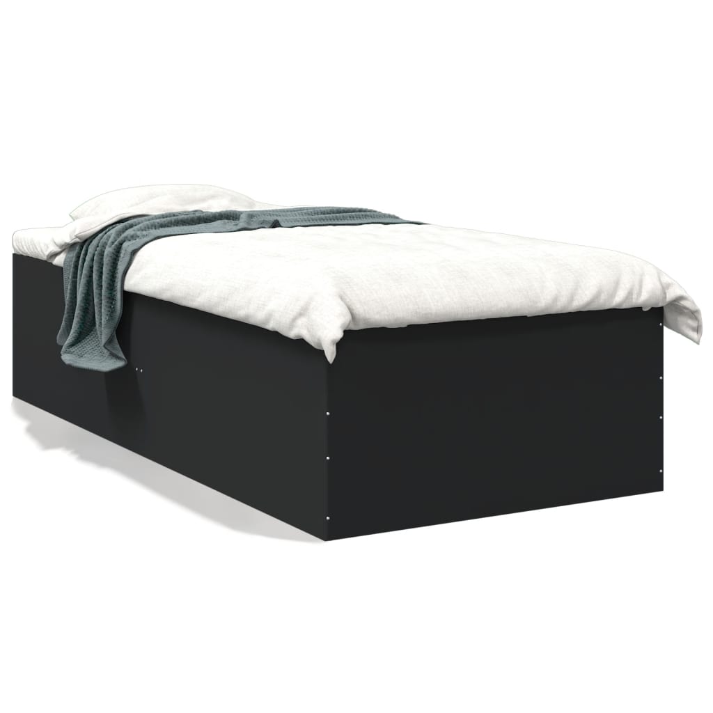 sengeramme 75x190 cm konstrueret træ sort