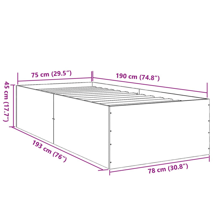 sengeramme 75x190 cm konstrueret træ sort