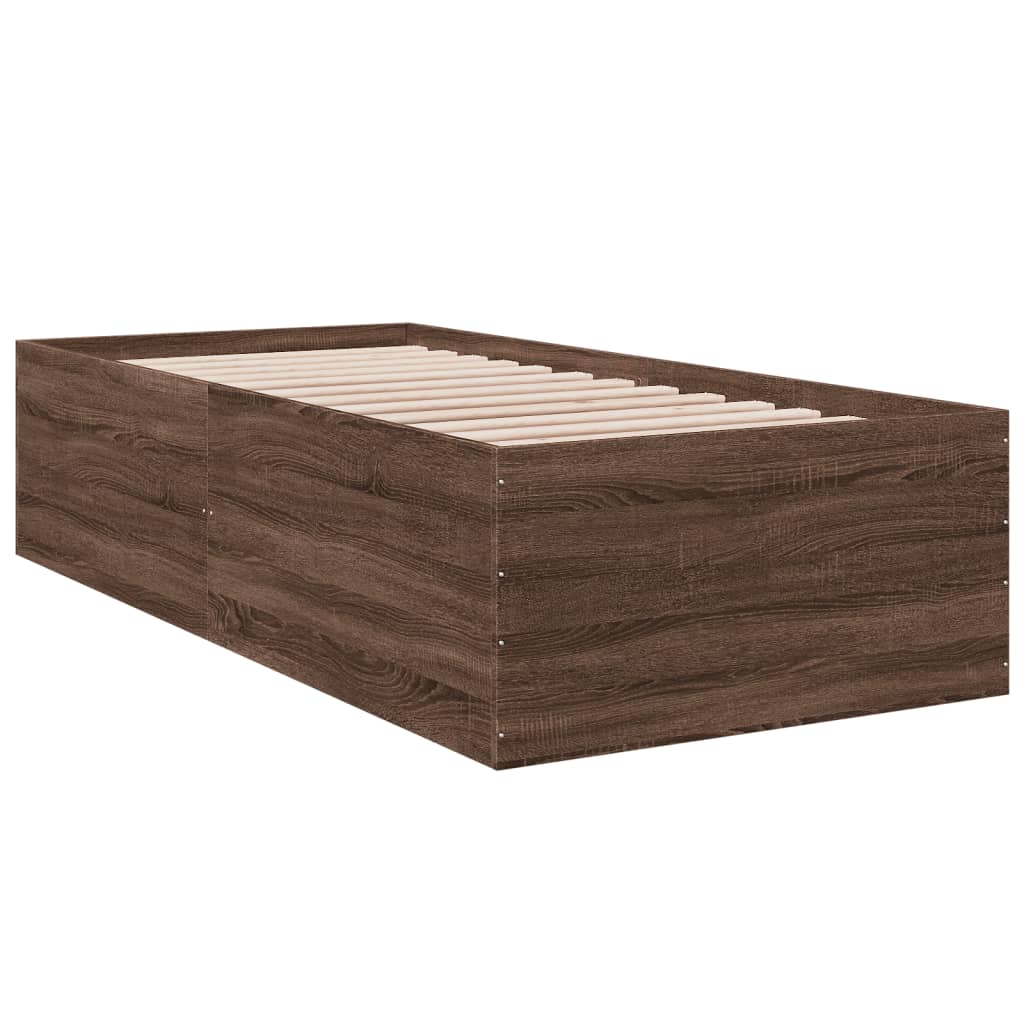 sengeramme 75x190 cm konstrueret træ brun egetræsfarve