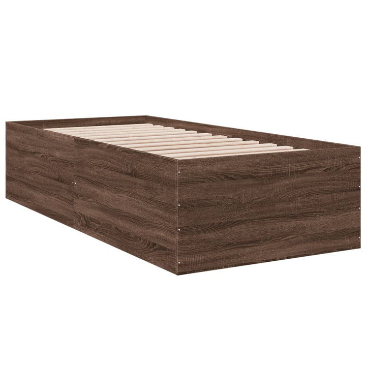 sengeramme 75x190 cm konstrueret træ brun egetræsfarve