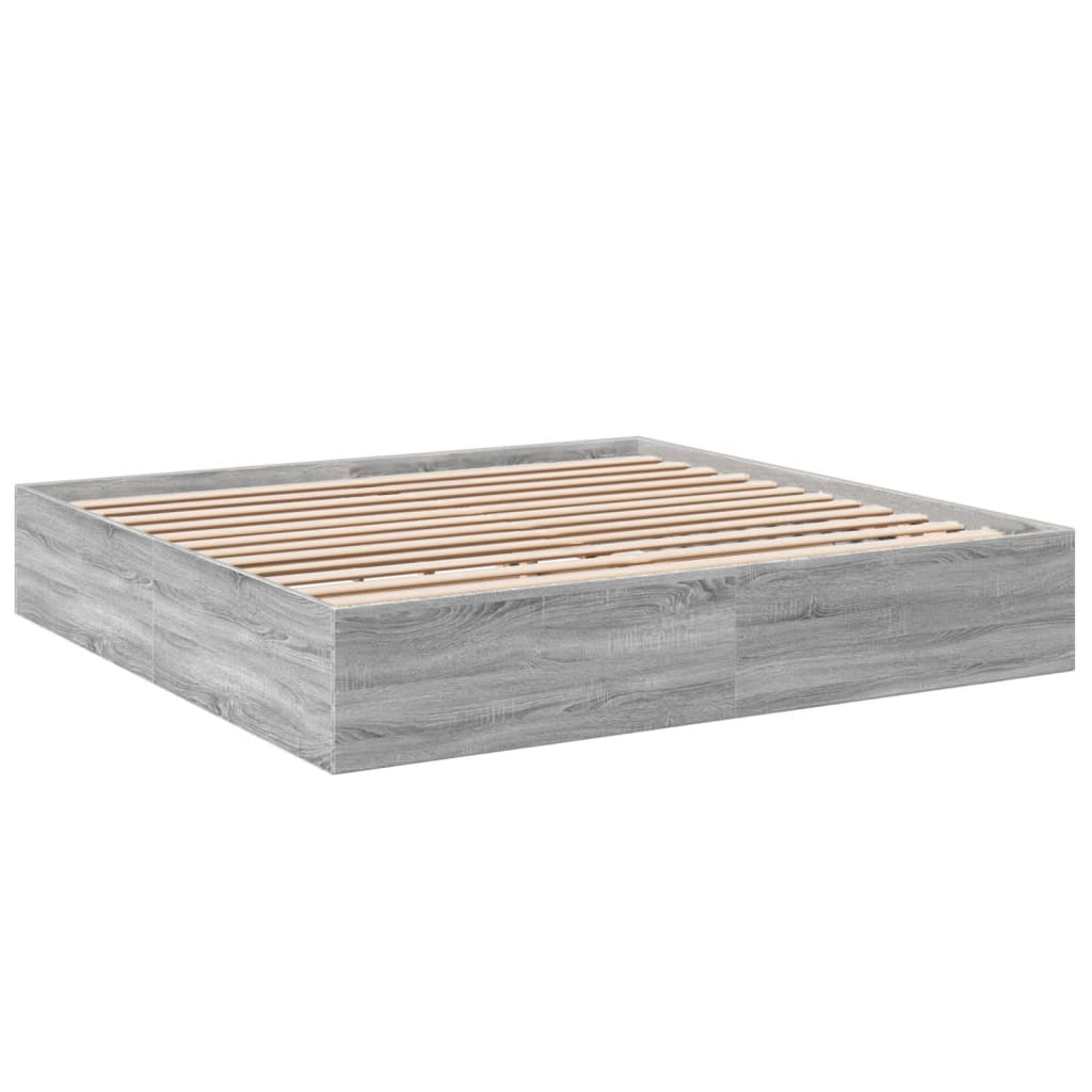 sengestel 200x200 cm konstrueret træ grå sonoma-eg