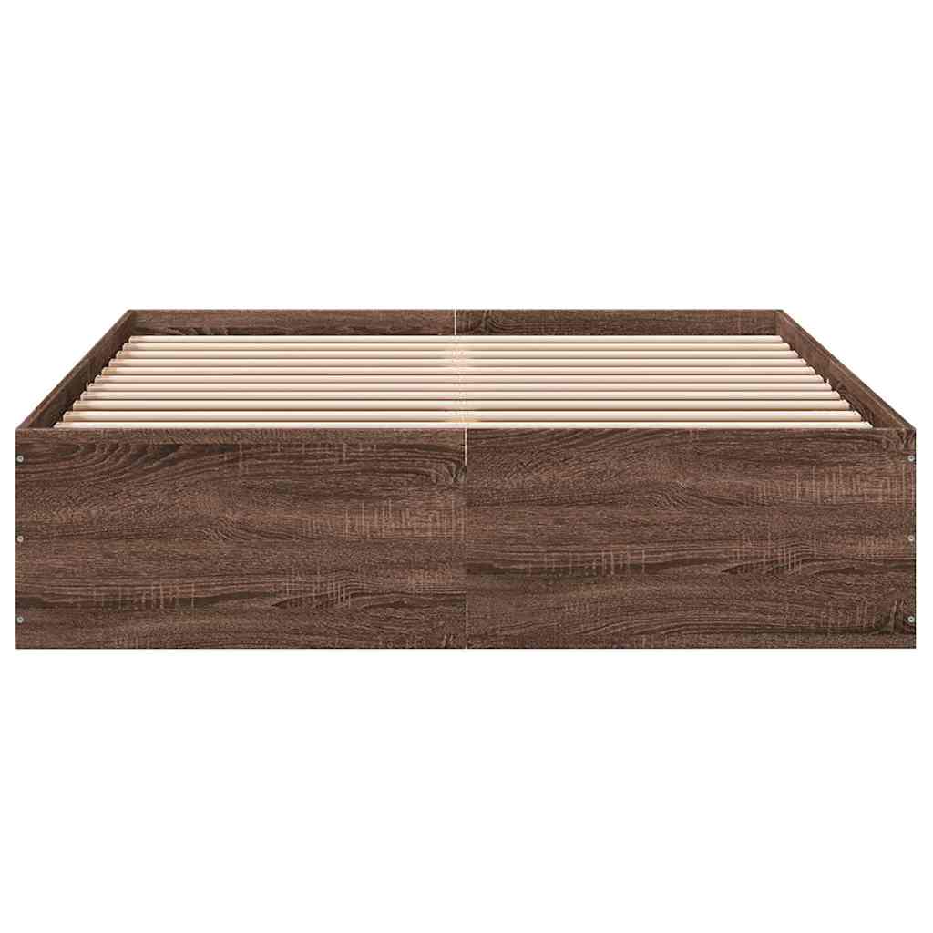 sengestel 135x190 cm konstrueret træ brun eg