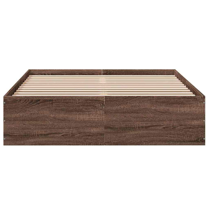 sengestel 135x190 cm konstrueret træ brun eg