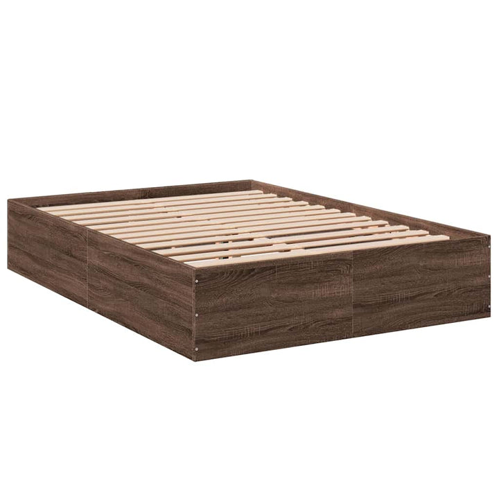 sengestel 135x190 cm konstrueret træ brun eg