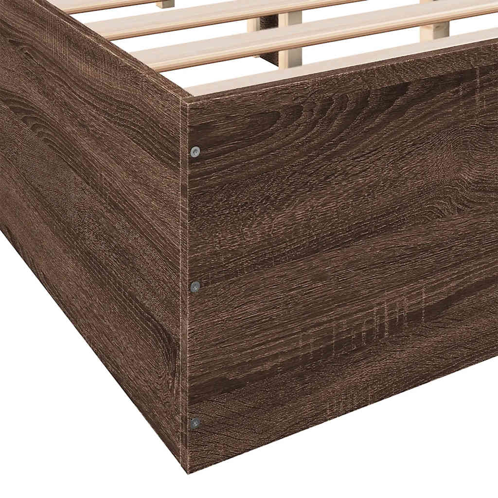 sengestel 135x190 cm konstrueret træ brun eg