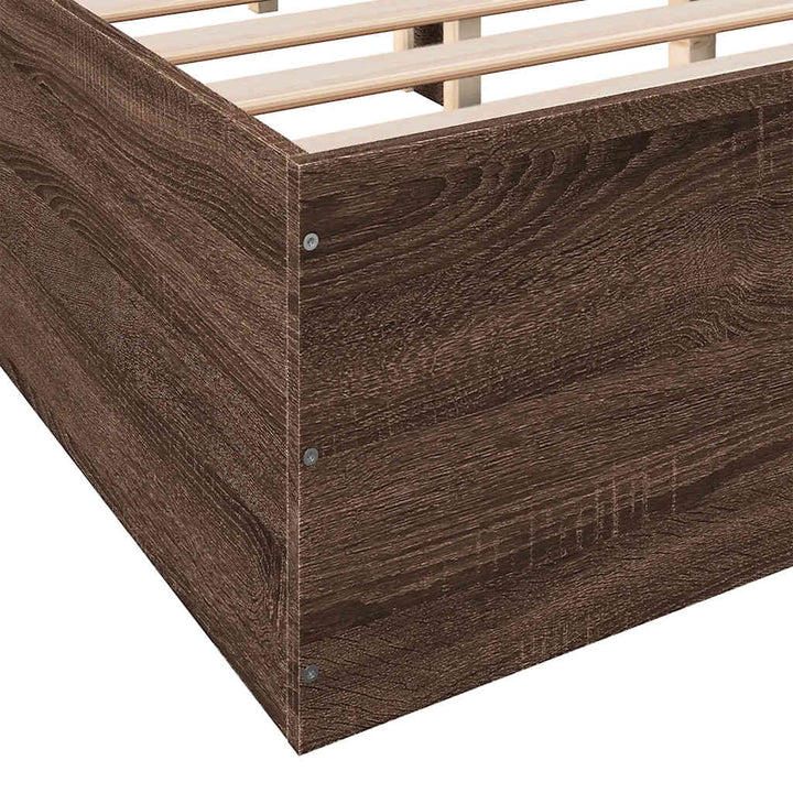 sengestel 135x190 cm konstrueret træ brun eg