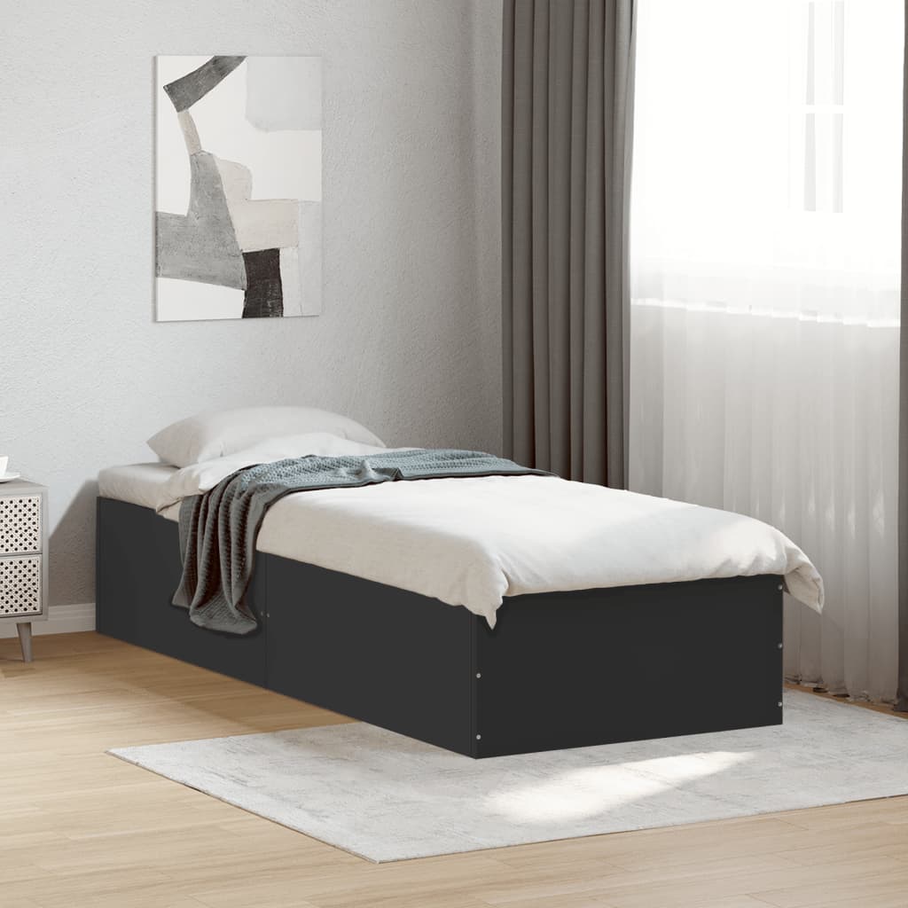 sengeramme 100x200 cm konstrueret træ sort