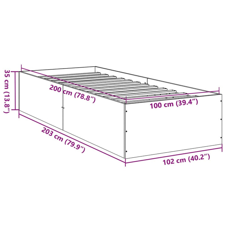 sengeramme 100x200 cm konstrueret træ sonoma-eg