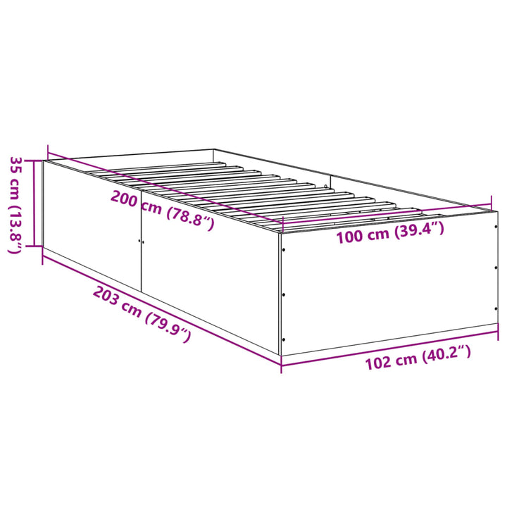 sengeramme 100x200 cm konstrueret træ betongrå