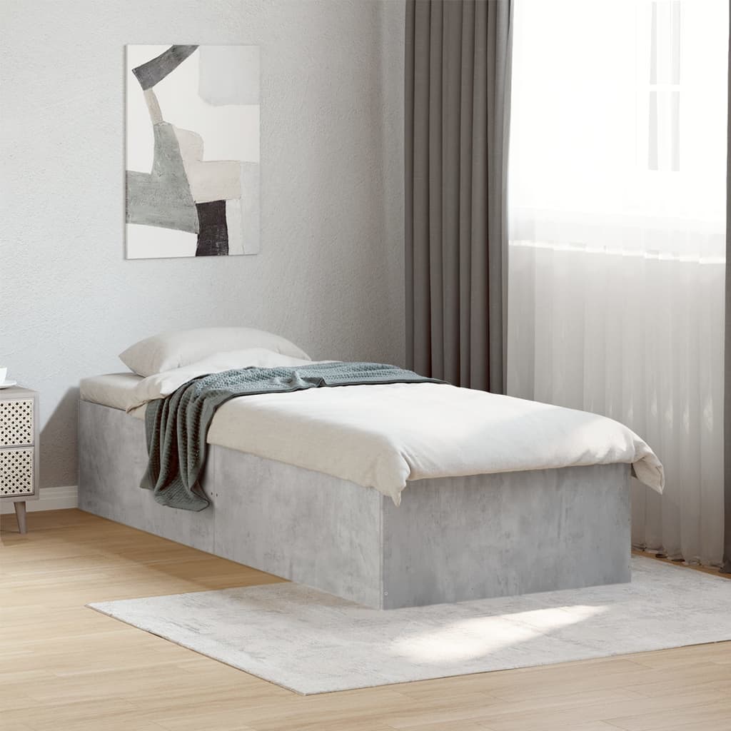 sengeramme 100x200 cm konstrueret træ betongrå