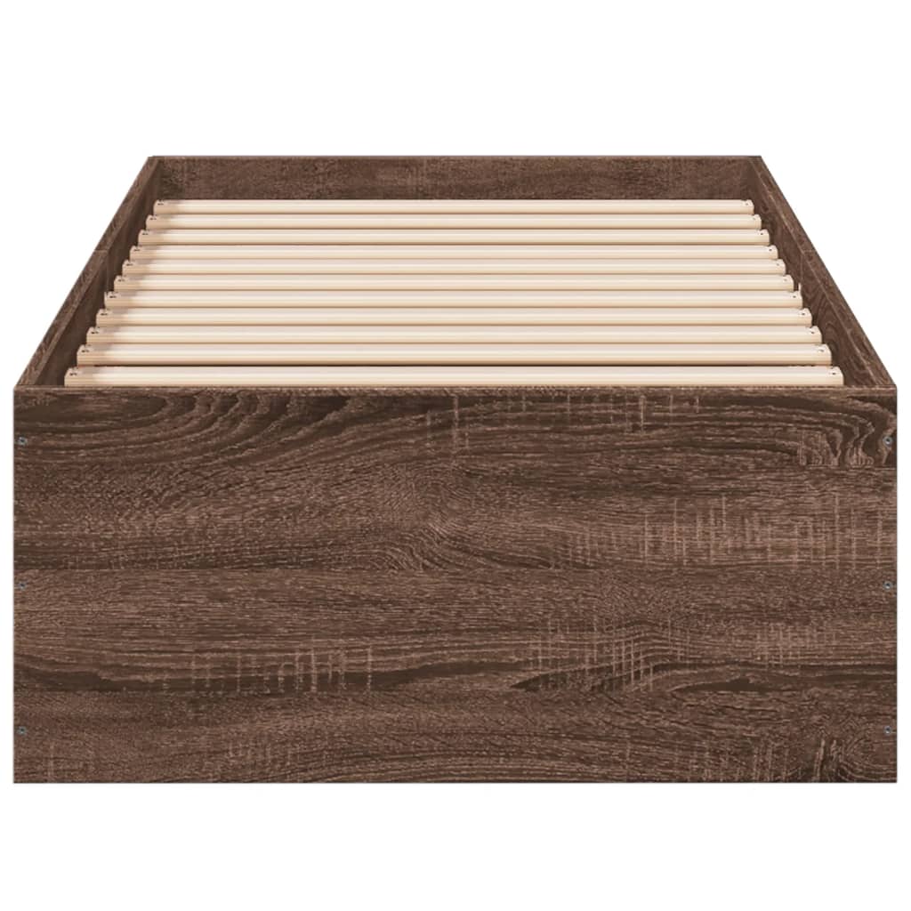 sengeramme 100x200 cm konstrueret træ brun egetræsfarve