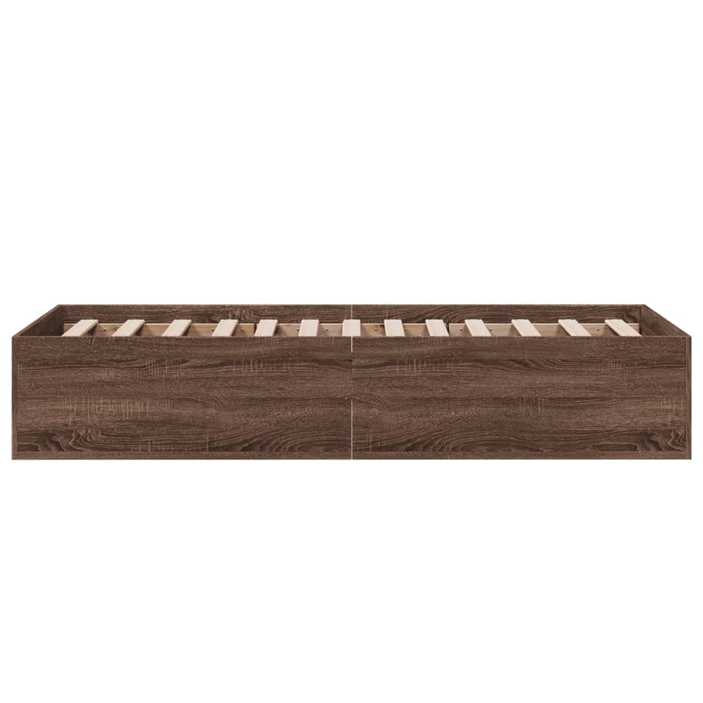sengeramme 100x200 cm konstrueret træ brun egetræsfarve