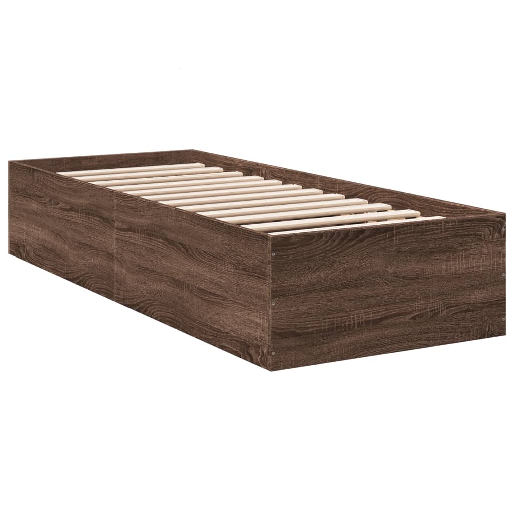 sengeramme 100x200 cm konstrueret træ brun egetræsfarve