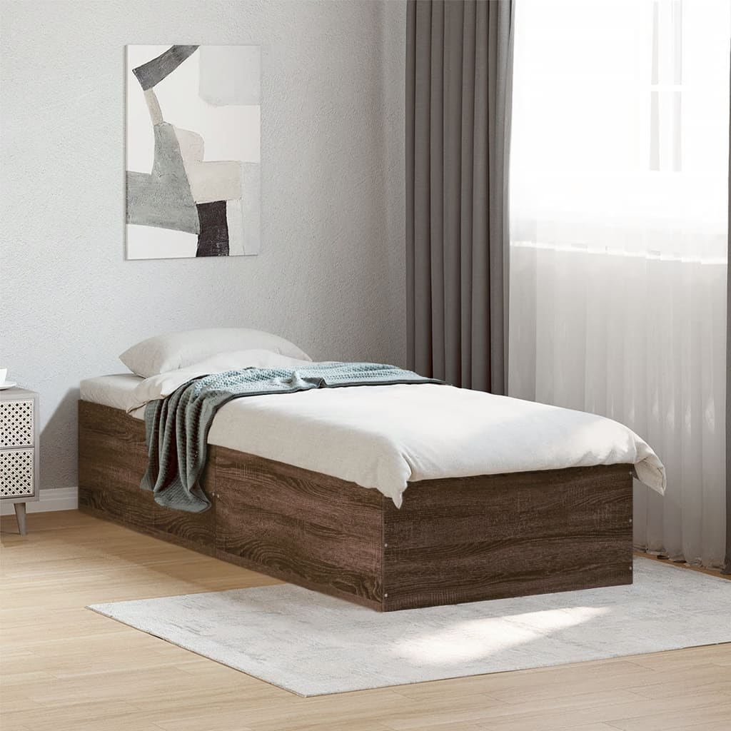 sengeramme 100x200 cm konstrueret træ brun egetræsfarve