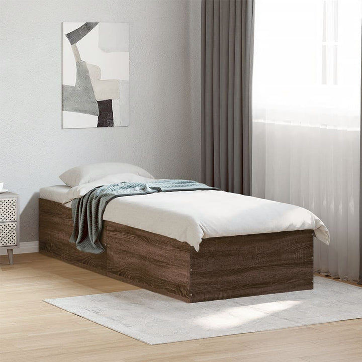 sengeramme 100x200 cm konstrueret træ brun egetræsfarve