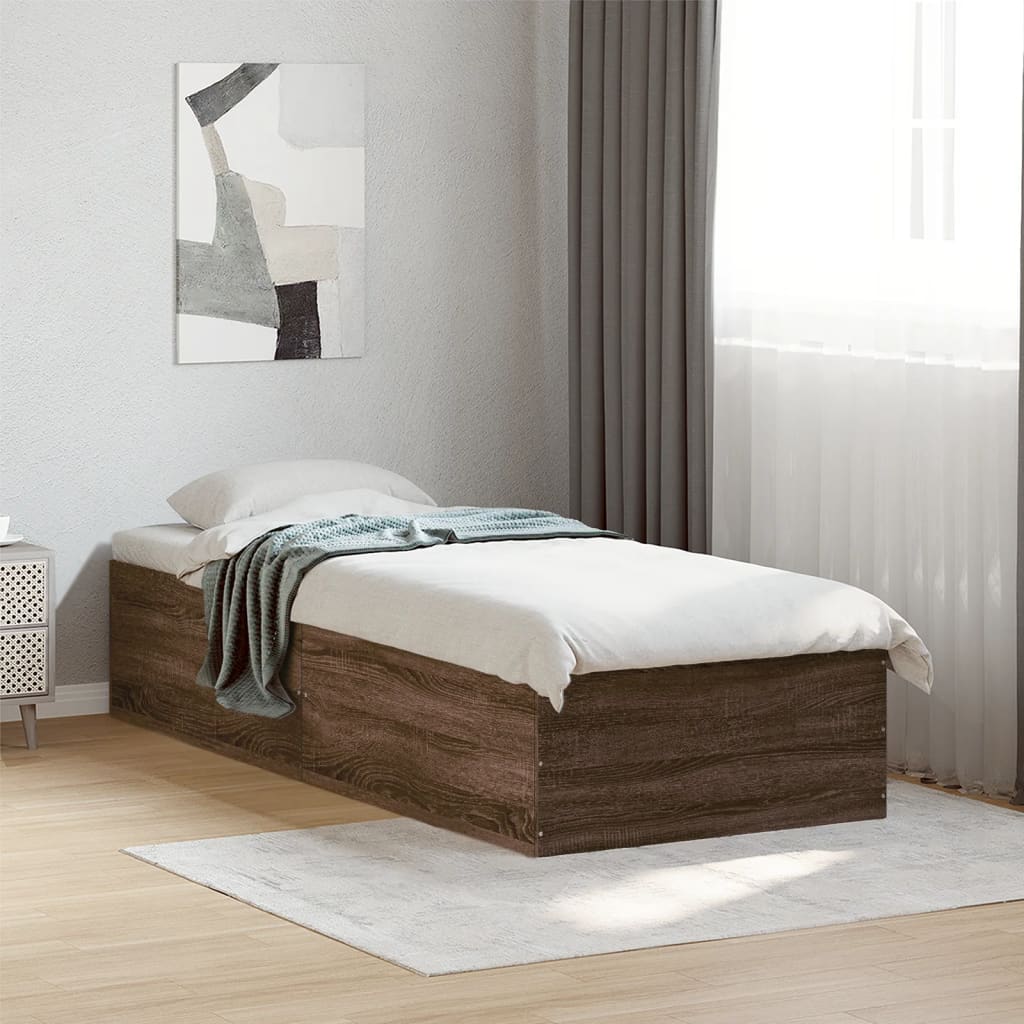 sengeramme 90x200 cm konstrueret træ brun egetræsfarve