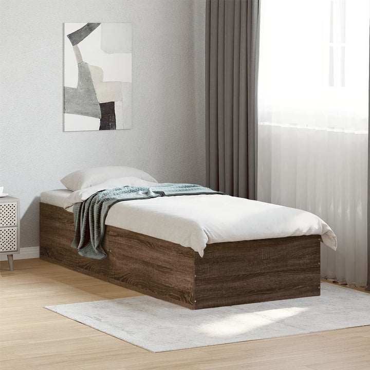 sengeramme 90x200 cm konstrueret træ brun egetræsfarve