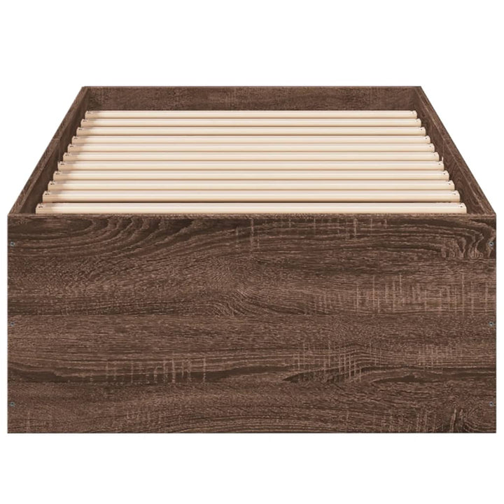 sengeramme 90x200 cm konstrueret træ brun egetræsfarve