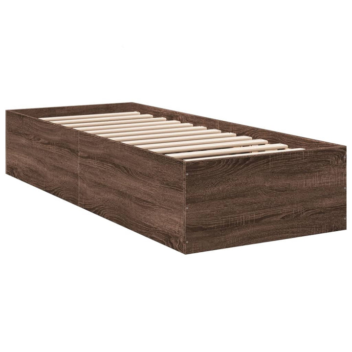 sengeramme 90x200 cm konstrueret træ brun egetræsfarve