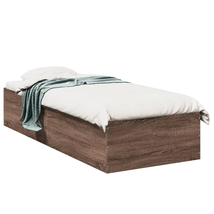 sengeramme 90x200 cm konstrueret træ brun egetræsfarve