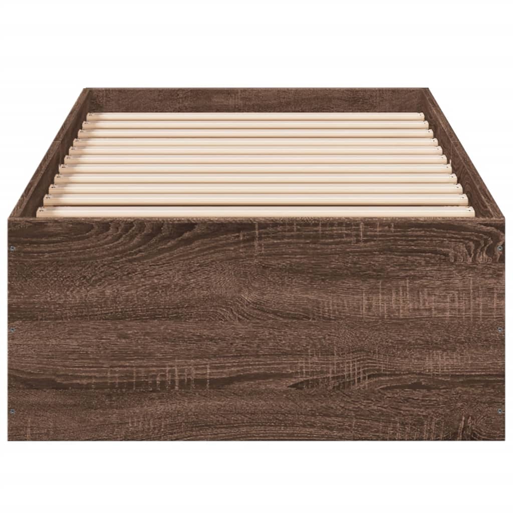 sengeramme 90x190 cm konstrueret træ brun egetræsfarve